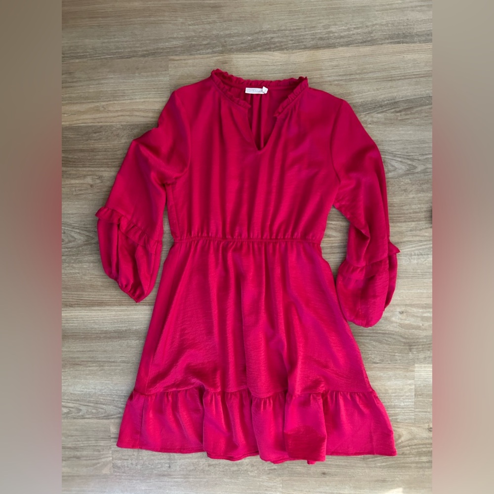 Lush Fuchsia Long Sleeve Dress